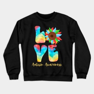 Sunflower Love Autism Awareness Coloful Crewneck Sweatshirt